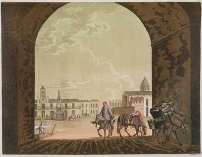 Plaza de Mayo, Buenos Aires, Argentina, de &39;O traje antigo e moderno, Volume II, placa 2, por Jules Ferrario, publicado c.1820s-30s de Paolo Fumagalli